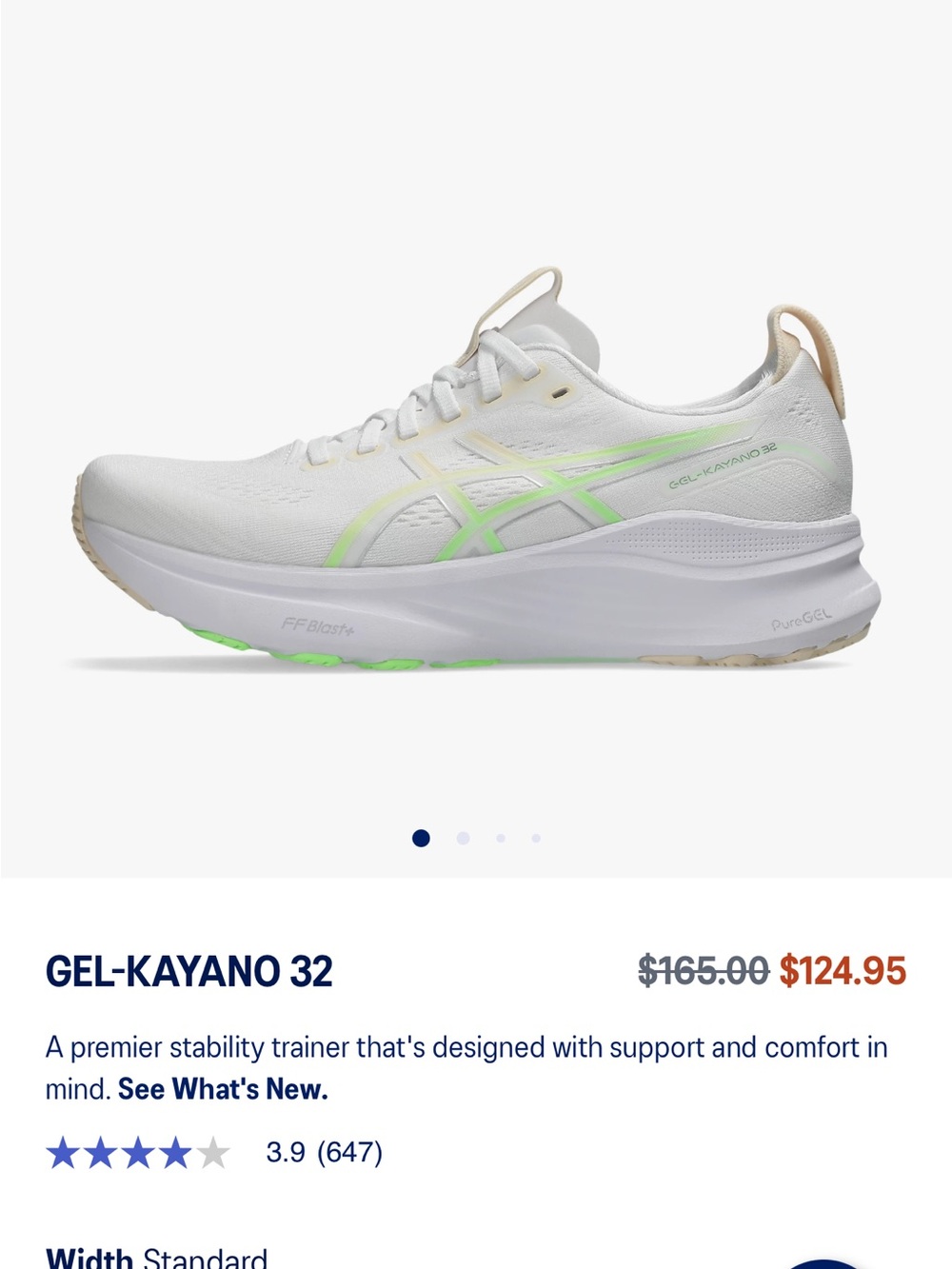 ASICS White Running Shoe with Lime Accent